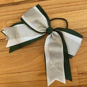 Green, Silver, White Cheerleading Hair Bow